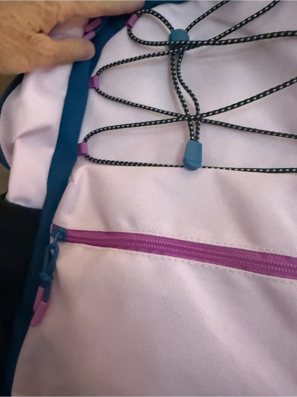 Champion Pink and Blue Kids Backpack with Bungee Front